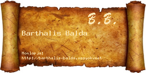Barthalis Balda névjegykártya
